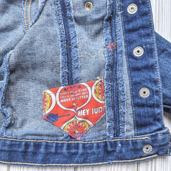 The Beatles Hey Jude Custom Made Patchwork Jean Jacket in Size 12-18 Months - Picture 8 of 8